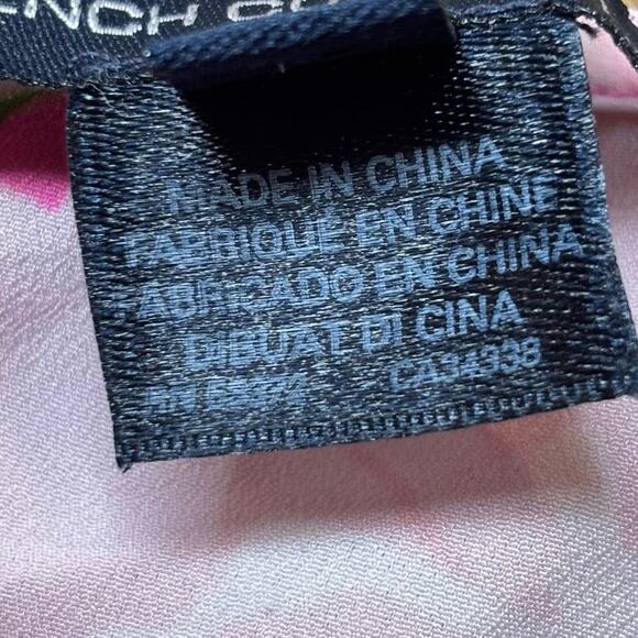 French Connection Pink Floral V Neck Camisole Tank Black Trim Size Medium - Picture 6 of 9